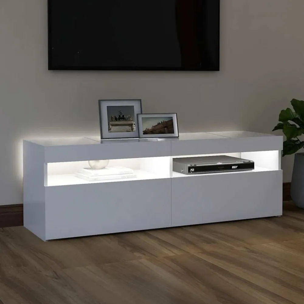 vidaXL Mueble para TV con luces LED 120x35x40 cm Blanco Online