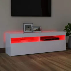 vidaXL Mueble para TV con luces LED 120x35x40 cm Blanco Online