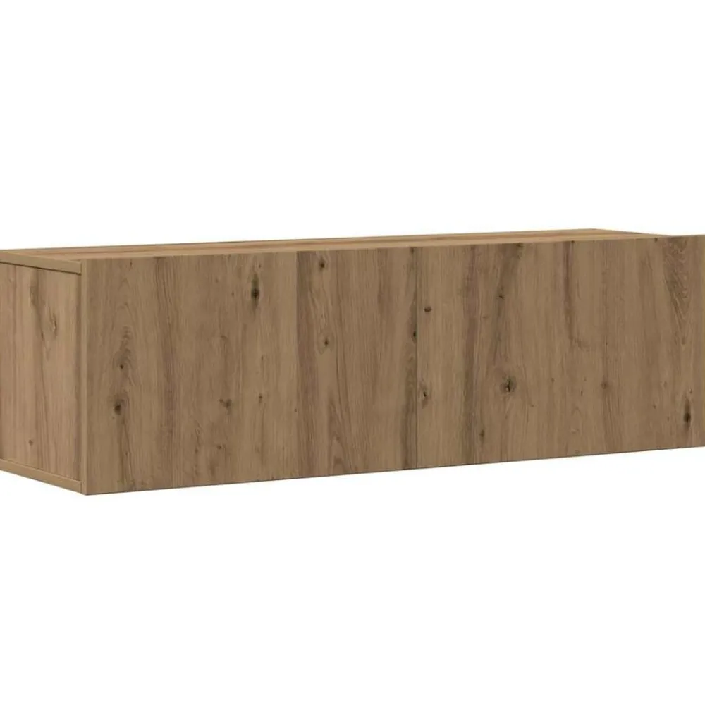 vidaXL Mueble para TV de pared madera contrachapada artesanal 8 piezas Roble artisan Hot