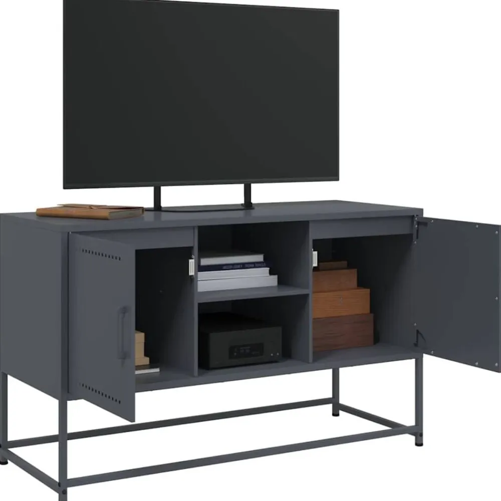vidaXL Mueble para TV de acero gris 100,5x39x60,5 cm Antracita New