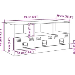 vidaXL Mueble para TV de acero 99x39x44 cm Negro Clearance