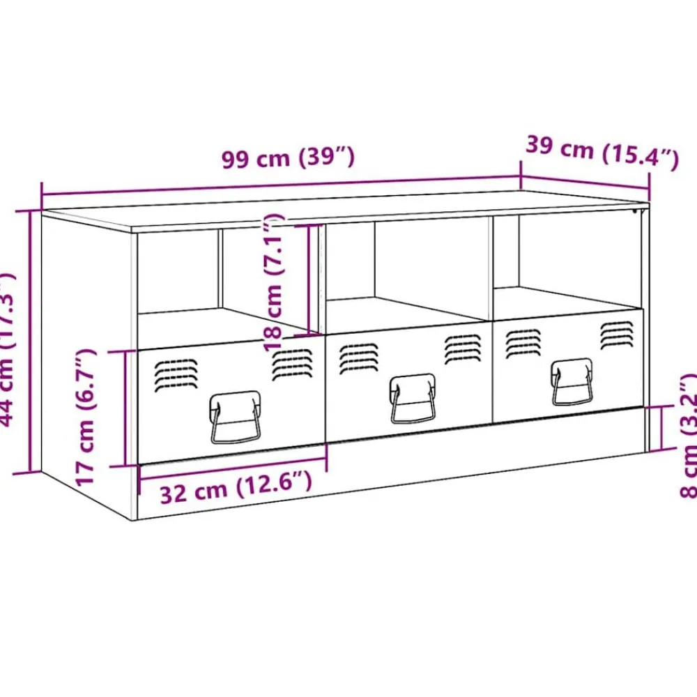 vidaXL Mueble para TV de acero 99x39x44 cm Negro Clearance
