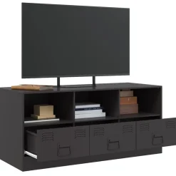 vidaXL Mueble para TV de acero 99x39x44 cm Negro Clearance