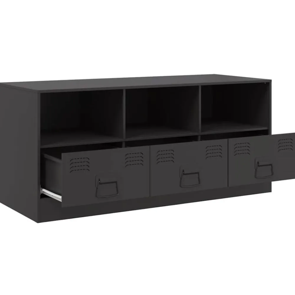 vidaXL Mueble para TV de acero 99x39x44 cm Negro Clearance