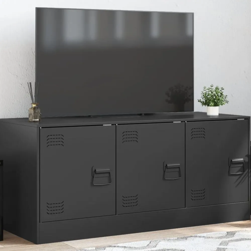 vidaXL Mueble para TV de acero 99x39x44 cm Negro Clearance