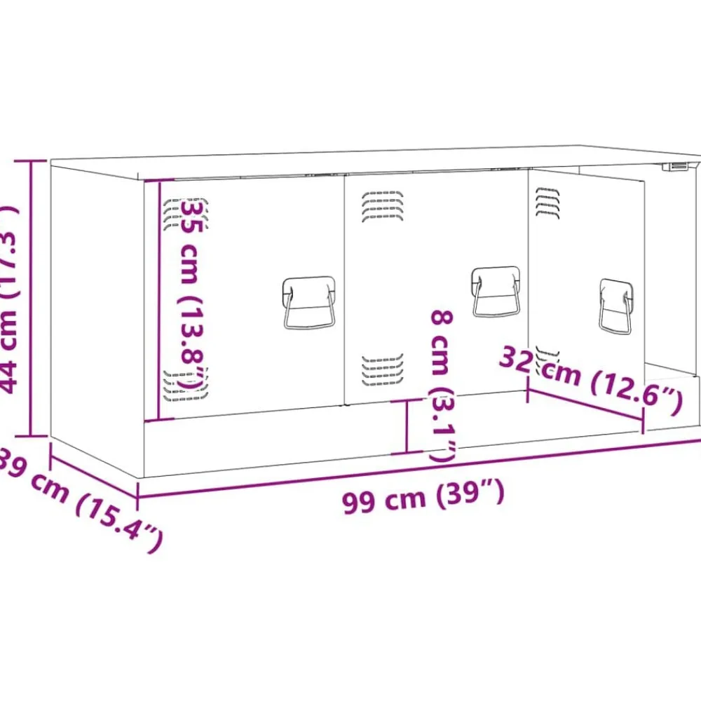 vidaXL Mueble para TV de acero 99x39x44 cm Negro Clearance
