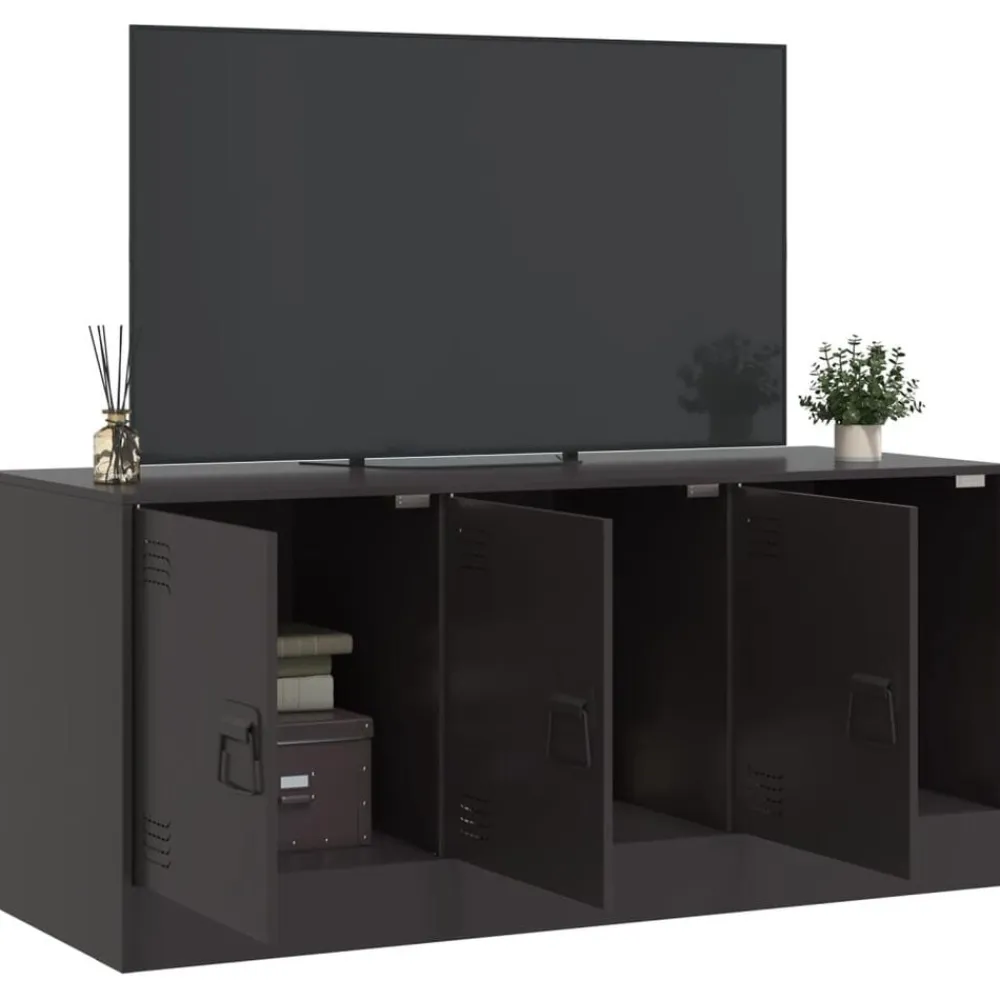 vidaXL Mueble para TV de acero 99x39x44 cm Negro Clearance