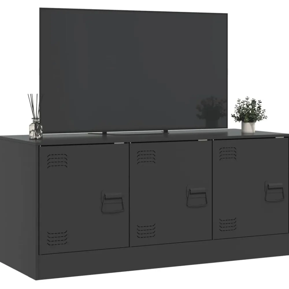 vidaXL Mueble para TV de acero 99x39x44 cm Negro Clearance