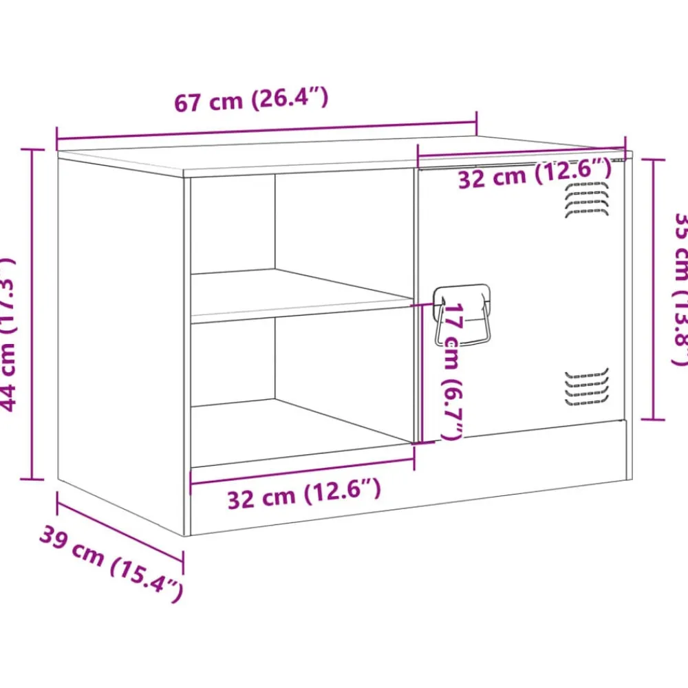 vidaXL Muebles Tv-Mueble para TV de acero 67x39x44 cm