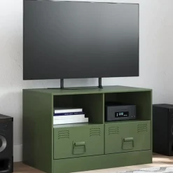vidaXL Mueble para TV de acero 67x39x44 cm Verde oliva Best
