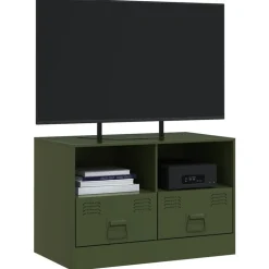 vidaXL Mueble para TV de acero 67x39x44 cm Verde oliva Best