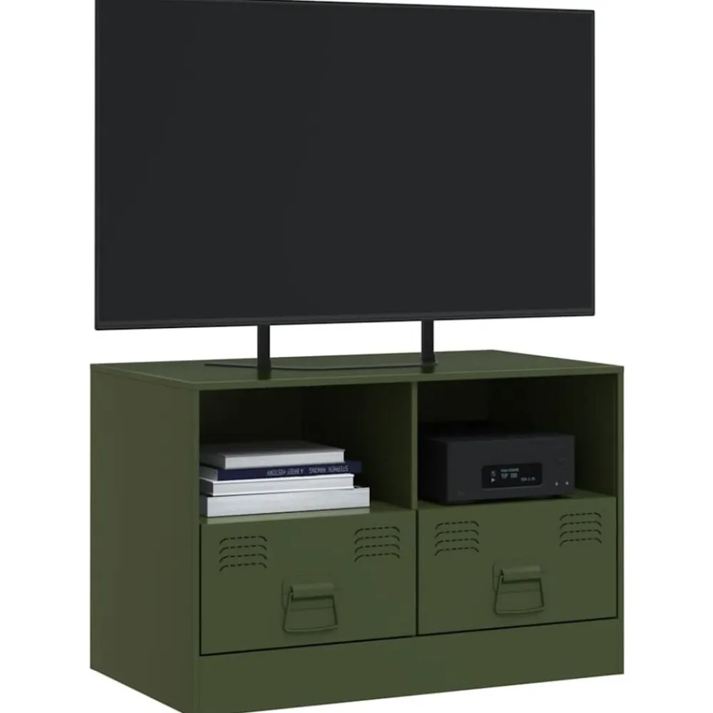 vidaXL Mueble para TV de acero 67x39x44 cm Verde oliva Best
