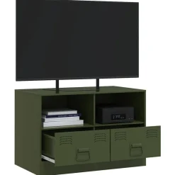 vidaXL Mueble para TV de acero 67x39x44 cm Verde oliva Best