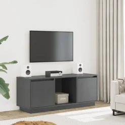 vidaXL Mueble para TV de madera maciza de pino 110,5x35x44 cm Gris Clearance