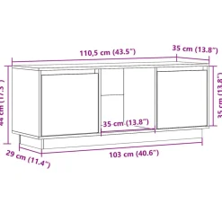 vidaXL Mueble para TV de madera maciza de pino 110,5x35x44 cm Gris Clearance