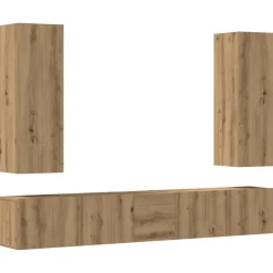 vidaXL Muebles Tv-Mueble para TV de pared madera contrachapada artesanal 5 piezas