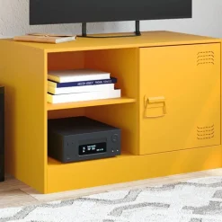 vidaXL Mueble para TV de acero 67x39x44 cm Amarillo mostaza Best