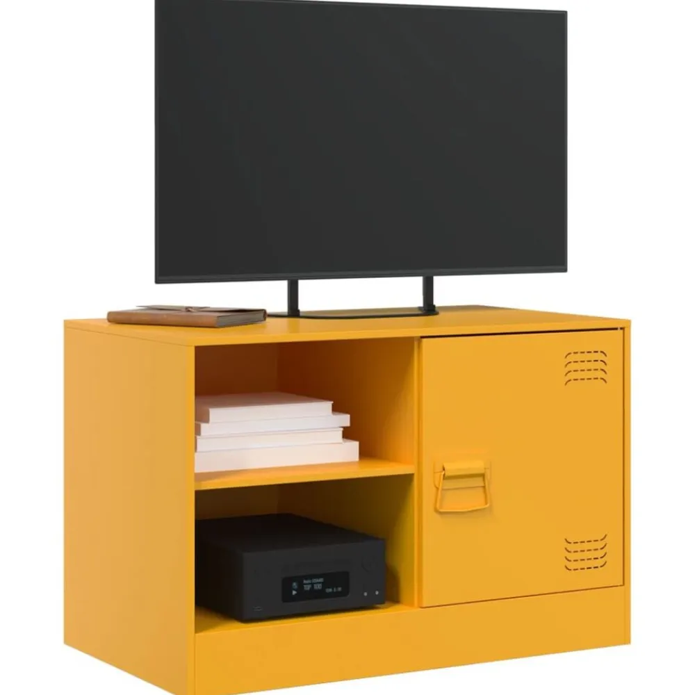 vidaXL Mueble para TV de acero 67x39x44 cm Amarillo mostaza Best