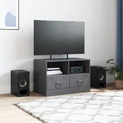 vidaXL Muebles Tv-Mueble para TV de acero gris 67x39x44 cm