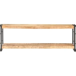 vidaXL Mueble para TV de madera maciza de mango rugosa 120x30x40 cm Negro Outlet