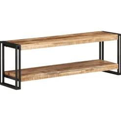 vidaXL Mueble para TV de madera maciza de mango rugosa 120x30x40 cm Negro Outlet