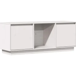 vidaXL Mueble para TV de madera maciza de pino 110,5x35x44 cm Blanco Sale