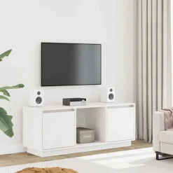 vidaXL Mueble para TV de madera maciza de pino 110,5x35x44 cm Blanco Sale