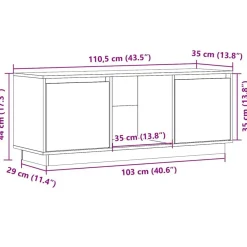 vidaXL Mueble para TV de madera maciza de pino 110,5x35x44 cm Blanco Sale