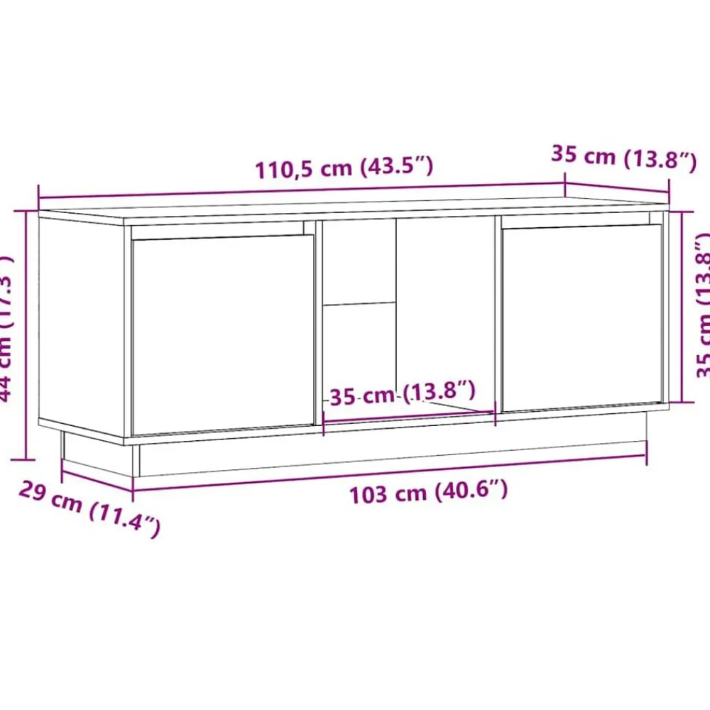 vidaXL Mueble para TV de madera maciza de pino 110,5x35x44 cm Blanco Sale