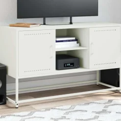 vidaXL Mueble para TV de acero 100,5x39x60,5 cm Blanco Sale