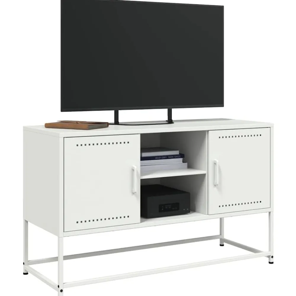 vidaXL Mueble para TV de acero 100,5x39x60,5 cm Blanco Sale