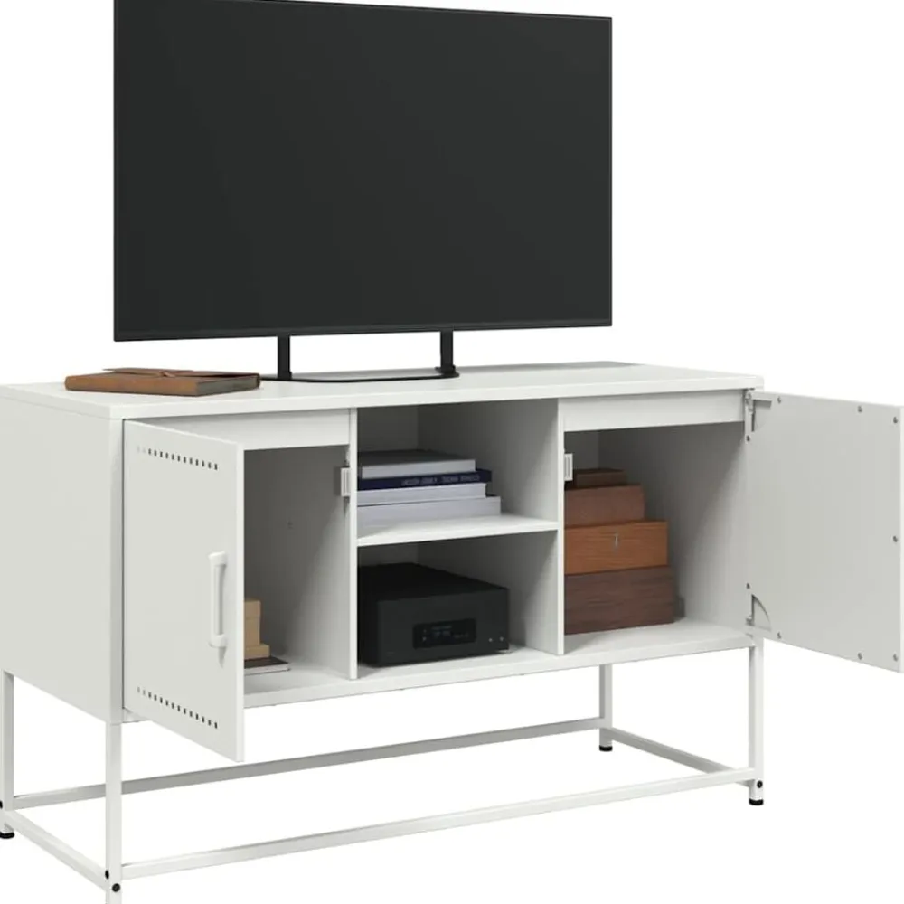 vidaXL Mueble para TV de acero 100,5x39x60,5 cm Blanco Sale