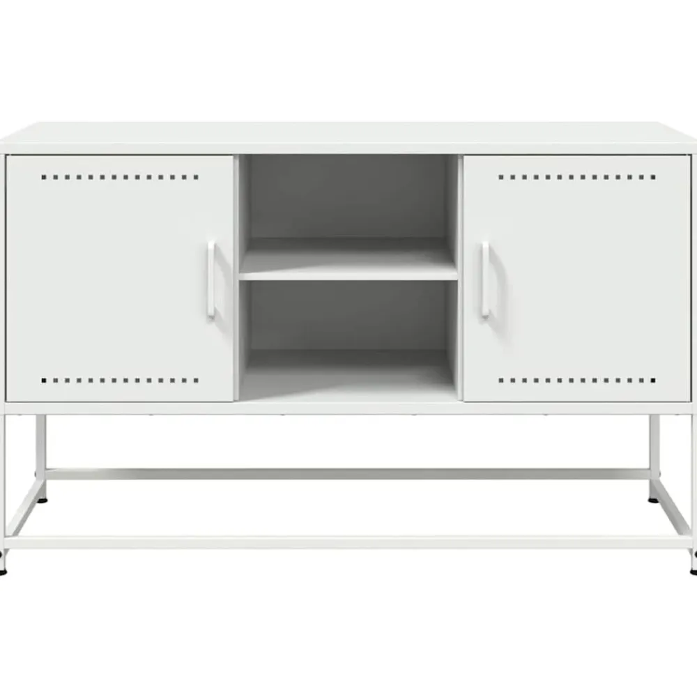vidaXL Mueble para TV de acero 100,5x39x60,5 cm Blanco Sale