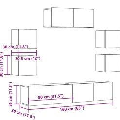 vidaXL Muebles Tv-Mueble para TV de pared madera contrachapada artesanal 7 piezas