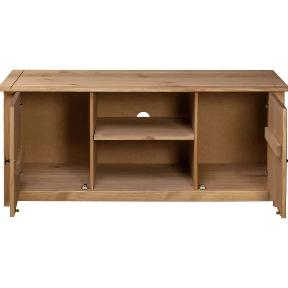 vidaXL Mueble para TV de madera maciza pino estilo Panamá 120x40x50 cm Marrón New