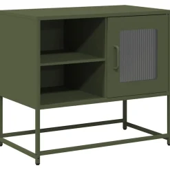 vidaXL Mueble para TV de acero 68x39x60,5 cm Verde oliva Discount