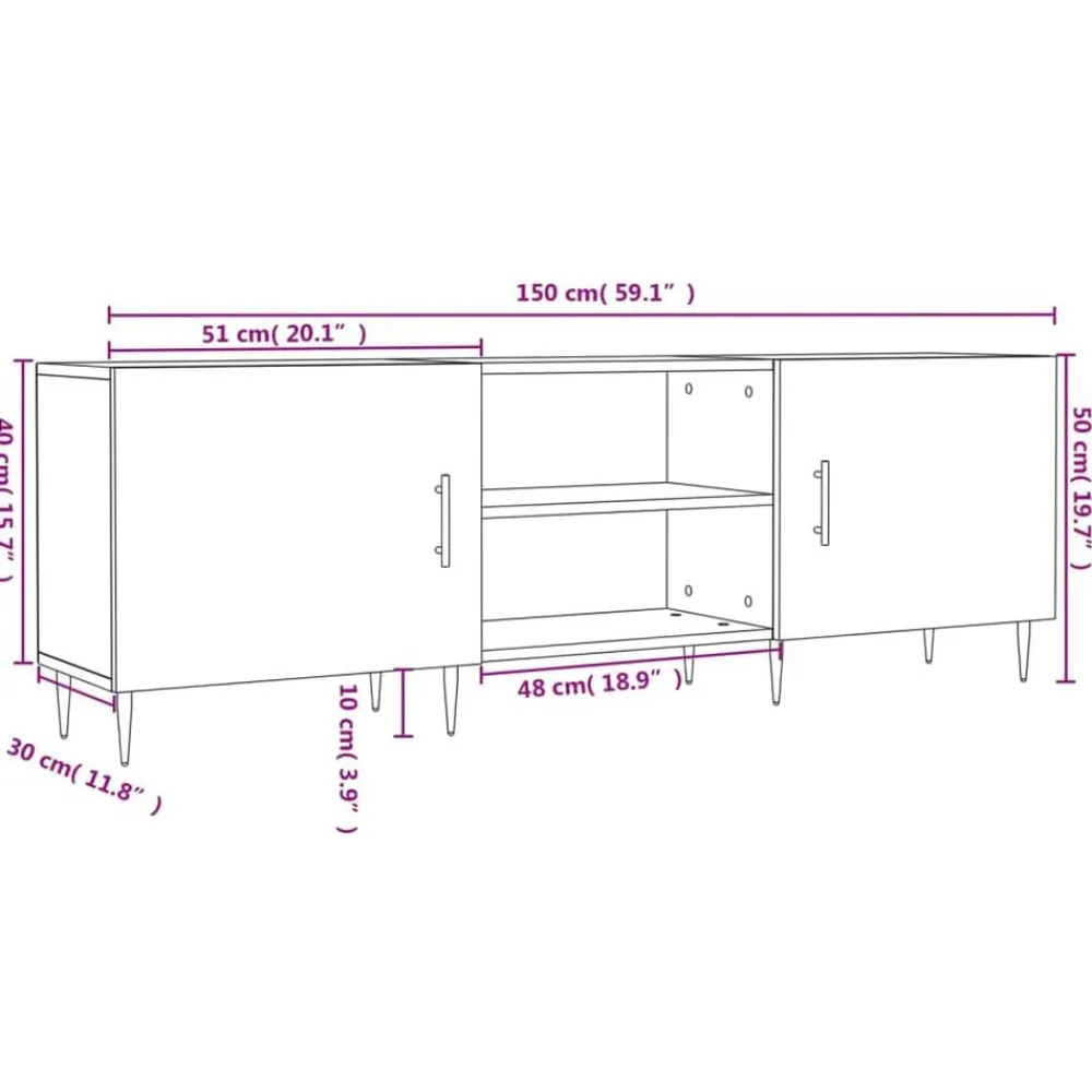 vidaXL Mueble para TV madera de ingeniería 150x30x50 cm Blanco Clearance