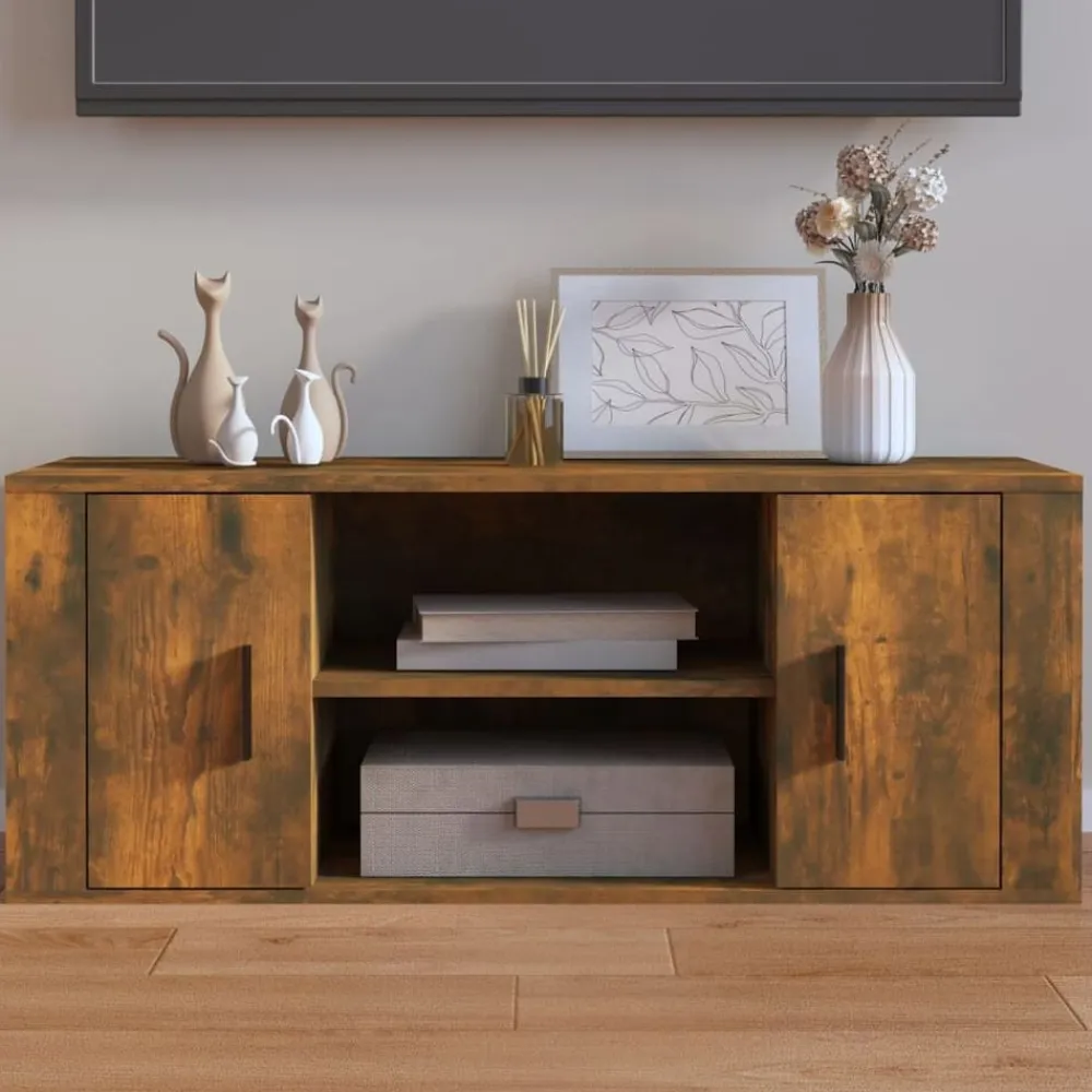 vidaXL Mueble para TV madera contrachapada 100x35x40 cm Roble ahumado
