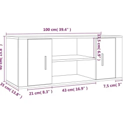 vidaXL Mueble para TV madera contrachapada 100x35x40 cm Roble ahumado