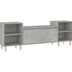 vidaXL Muebles Tv-Mueble para TV madera contrachapada gris hormigón 160x35x55 cm