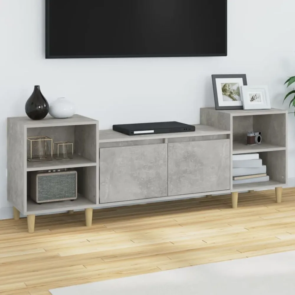 vidaXL Muebles Tv-Mueble para TV madera contrachapada gris hormigón 160x35x55 cm