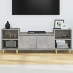 vidaXL Muebles Tv-Mueble para TV madera contrachapada gris hormigón 160x35x55 cm