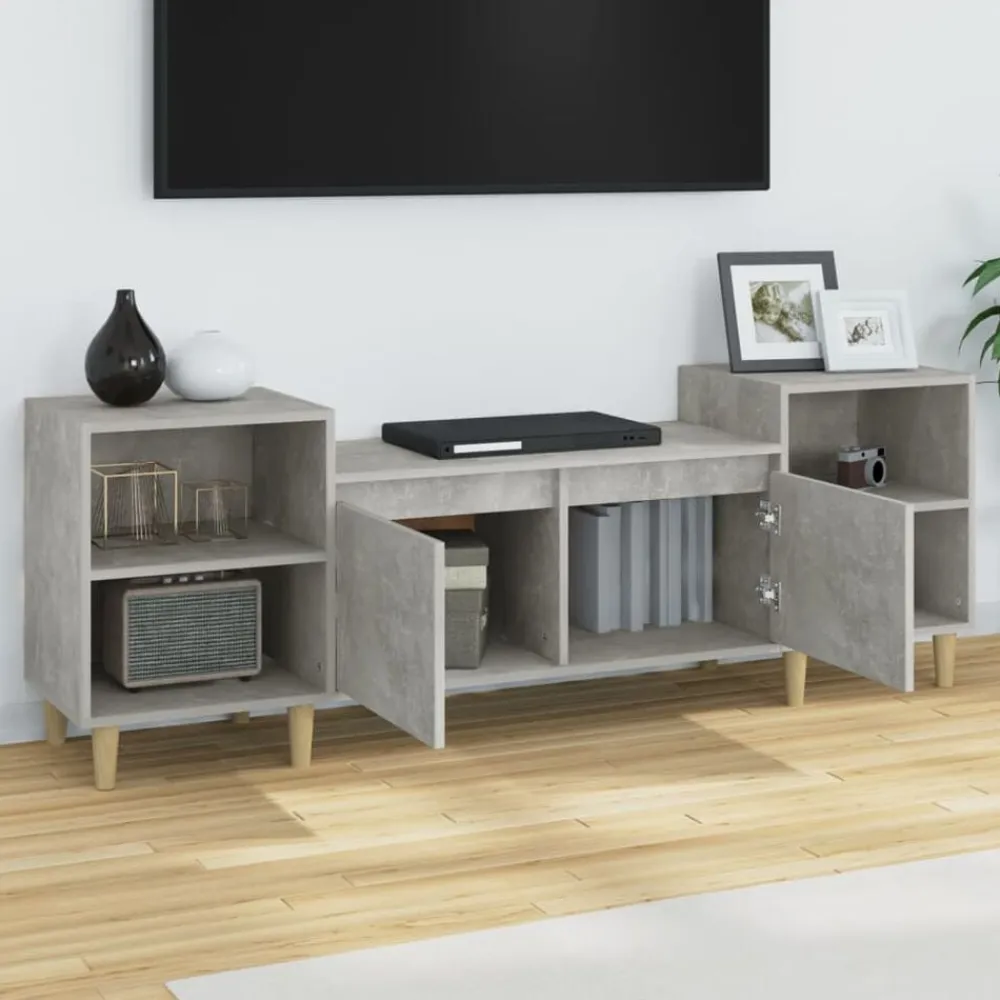 vidaXL Muebles Tv-Mueble para TV madera contrachapada gris hormigón 160x35x55 cm