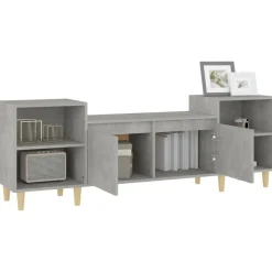 vidaXL Muebles Tv-Mueble para TV madera contrachapada gris hormigón 160x35x55 cm
