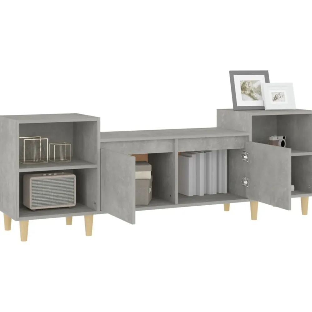 vidaXL Muebles Tv-Mueble para TV madera contrachapada gris hormigón 160x35x55 cm