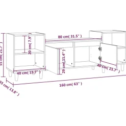 vidaXL Muebles Tv-Mueble para TV madera contrachapada gris hormigón 160x35x55 cm