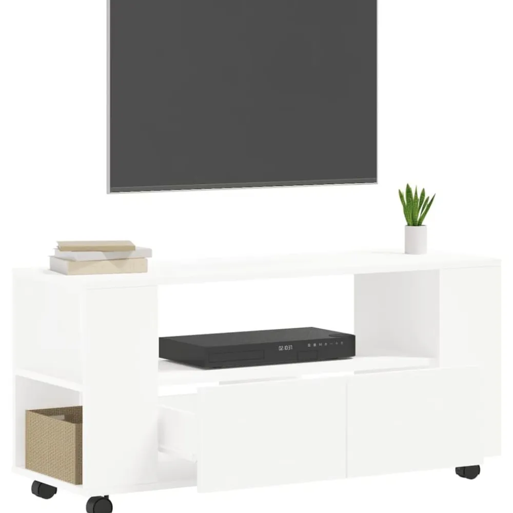 vidaXL Mueble para TV madera de ingeniería 102x34,5x43 cm Blanco