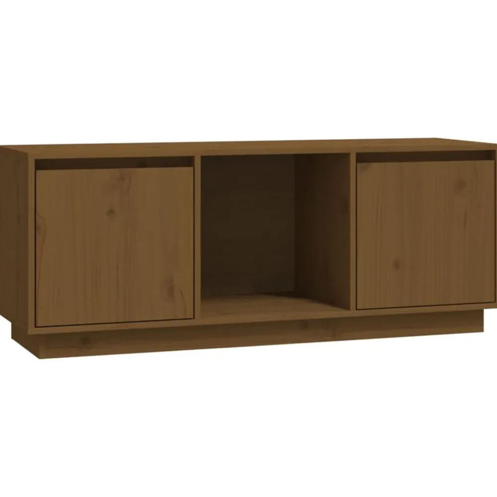 vidaXL Muebles Tv-Mueble para TV madera maciza de pino marrón miel 110,5x35x44 cm