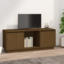 vidaXL Muebles Tv-Mueble para TV madera maciza de pino marrón miel 110,5x35x44 cm