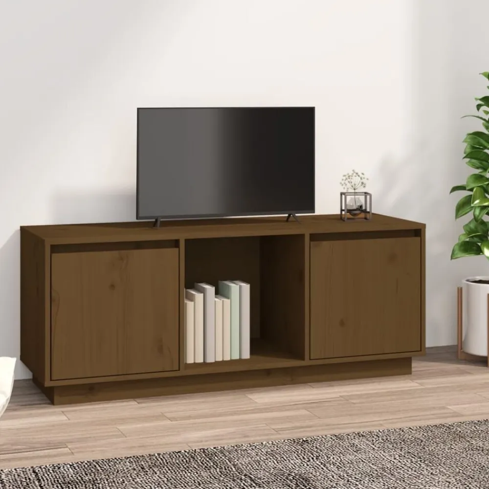 vidaXL Muebles Tv-Mueble para TV madera maciza de pino marrón miel 110,5x35x44 cm